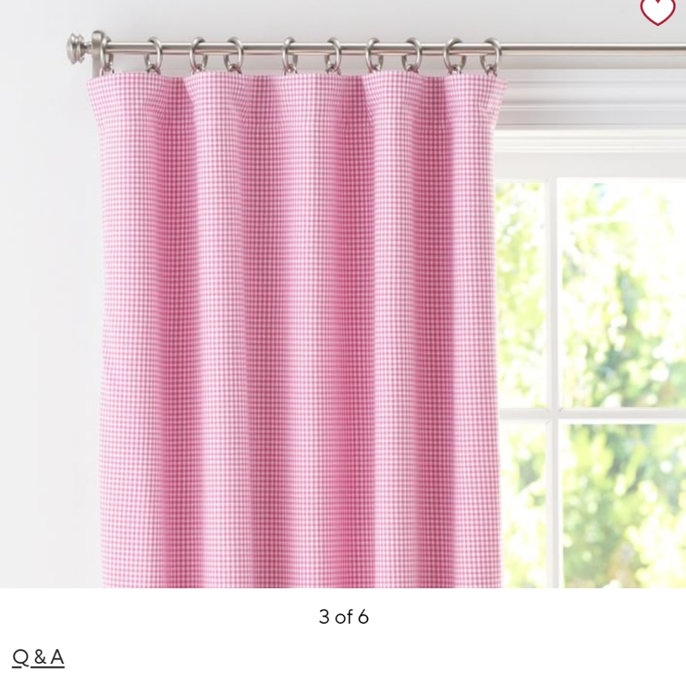 Pottery Barn Pink Gingham Curtains